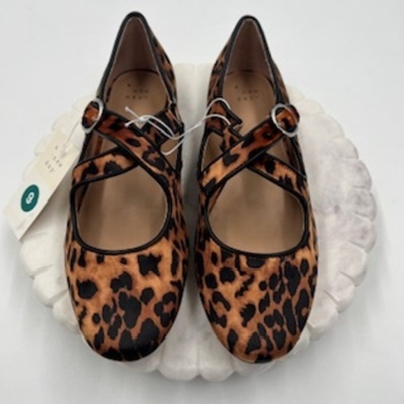 a new day Shoes - A New Day Tamsin Leopard Print Mary Jane Crisscross Buckle Flat 9